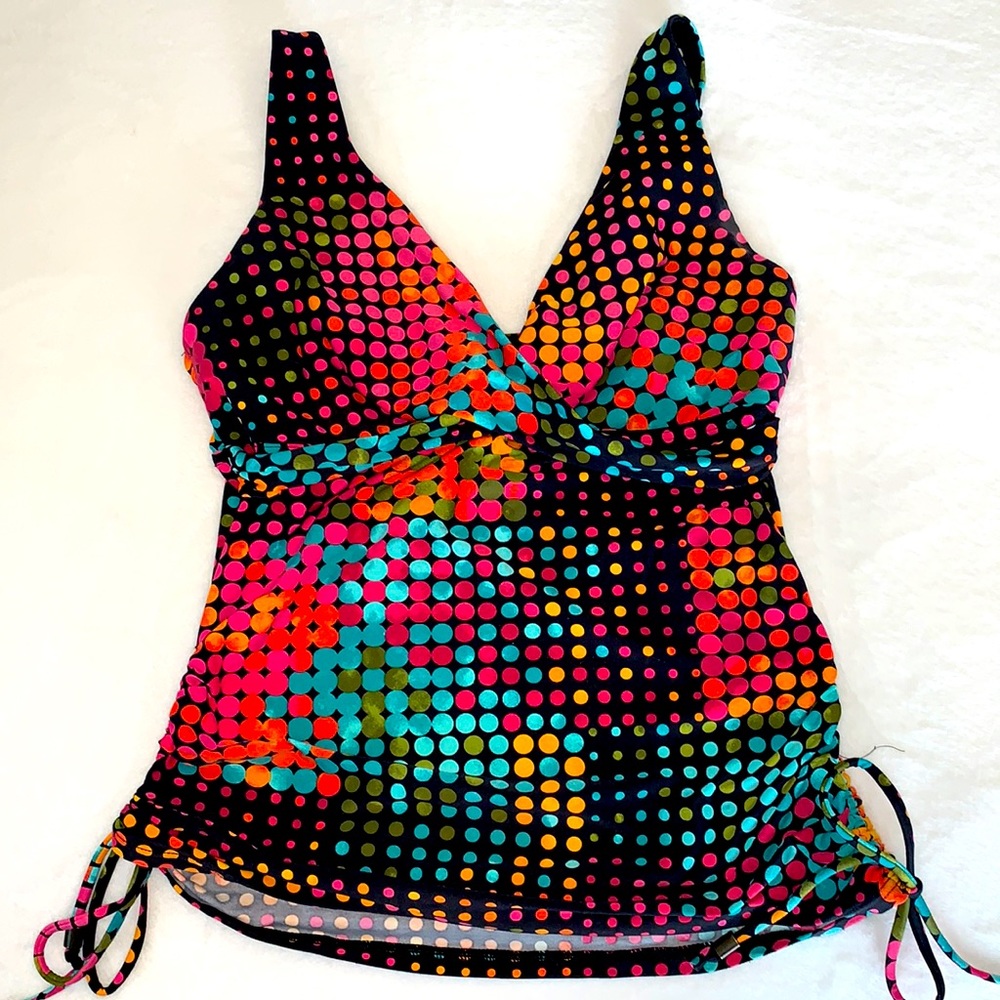 Captiva Multicolor Dot Tankini Top-Sz Small